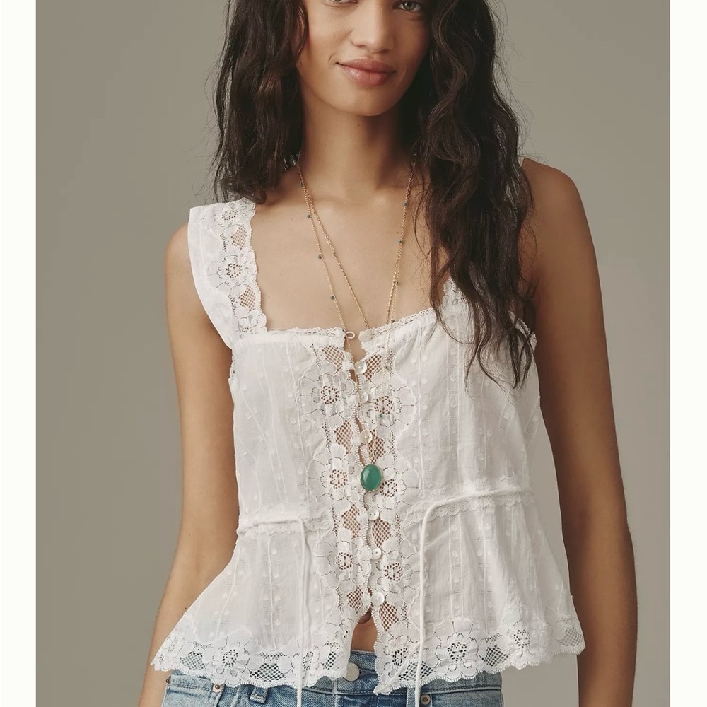 NEW WITH TAGS: Anthropologie RAHI Women’s Sleeveless Lace Inset Top, Size Small